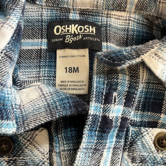 18M Oshkosh flannel shirt and overalls bundle - Picture 3 of 9